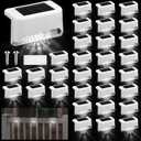 Geelin 32 Pcs Solar Deck Lights Outdoor, Waterproof LED Solar Step Fence Lights for Stairs, Step, Railing, Patio, Driveway, Garden, Pathway and Yard(White Shell Cool White Light)