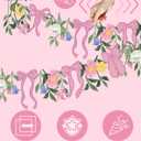 Wildflower Party Decorations, Floral Banner with Pink Bows, Colorful Double-Sided Paper Flower Garland for Birthday Coquette Bridal Baby Shower Garden Party Wedding