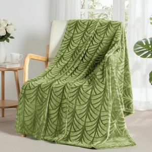 Whale Flotilla Flannel Fleece Throw Blanket for Couch, Soft Fluffy Velvet Sofa Blanket, Decorative Vintage Pattern, Cozy Warm Lightweight for Spring Summer, 50x60 Inch, Olive Green