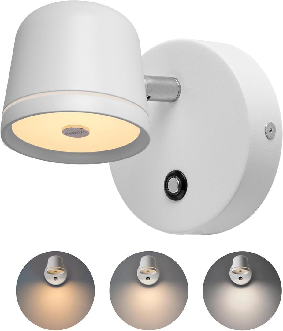 Aisilan Modern Wall Sconce LED Dimmable Wall Light with Switch On/Off,7W Hard-Wired Wall Mounted Lamps for Bedside Hallway Living Room Bedroom CRI 97 White