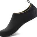 Water Shoes for Women Men Quick-Dry Aqua Socks Swim Beach Barefoot Yoga Exercise Wear Sport Accessories Pool Camping Must Haves Adult Youth Size (7-8 Women/6-7 Men, Black Gold-w010)