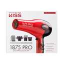 KISS 1875 Watt Pro Tourmaline Ceramic Hair Dryer, Styling Edition, 3 Heat Settings, 2 Speed Settings, Cool Shot Button, 7 Blow Dryer Accessories Included - Red