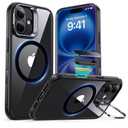 ESR for iPhone 16 Case, Compatible with, Military-Grade Protective Case, Built-in Stash Stand Phone Case, Scratch-Resistant Back Cover, Classic Series, Clear Black