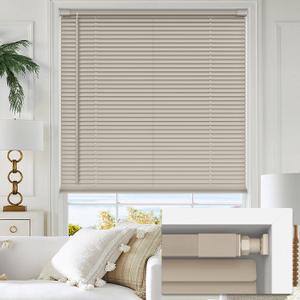 LazBlinds No Drill 1" Vinyl Mini Blinds, 31" W x 64" H, Desert Sand