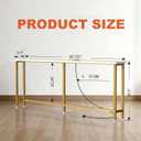 90" Narrow Sofa Table with Outlets (2 AC Outlets & 2 USB Ports), Behind Couch Table with Charging Station, Long Skinny Console Table for Living Room, Entryway and Hallway (White & Gold), 90.5"W x 5.9"D x 31.1"H