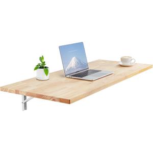 VEVOR Wall Mounted Folding Table, 47.2 x 19.7 inches Wall Mount Table, Floating Desk with Iron Bracket, Fold Down Desk for Small Spaces, Home Office, Dining, Laundry Room, Kitchen, Bar, Burlywood
