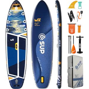 ESUP 11'6"x35" Extra Wide Inflatable Paddle Board, 450lb Capacity Super Stable Inflatable Stand Up Paddleboards for 2-3 People, All-Round Sup Board for Beginners/Family/Yoga, w/100L Backpack