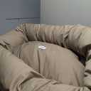 Majestic Pet 40 Inch Bagel Calming Dog Bed Washable  Cozy Soft Round Pet Bed with Spine Support for Dogs to Rest their Head - Fluffy Donut Puppy Bed 40x29x9 (Inch) - Large  Khaki