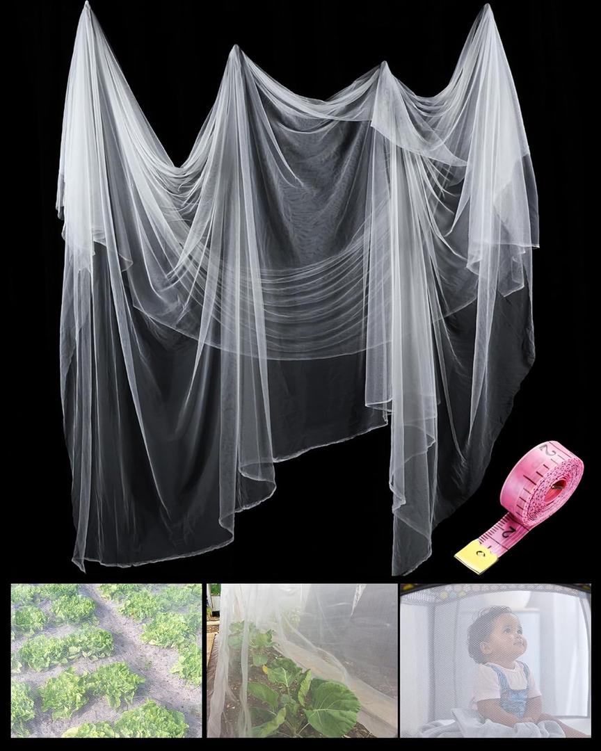 Zonon Mosquito Netting Garden Insect Mesh Netting Garden Patio Mesh Screen Net Fly Insect Bug Bird Net Barrier for Patio Balcony Porch Gazebo Vegetables Fruits Plant Protection(9.84 x 19.69 ft,White)