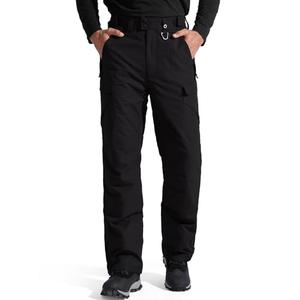 FREE SOLDIER Men's Waterproof Snow Insulated Pants Winter Skiing Snowboarding Pants with Zipper Pockets (Black Large(38-40)/30L)