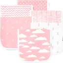 Burp Cloths for Baby Girl - Ultra Absorbent Burping Rags - Anti Shrink Unisex Burpy Clothes - Super Soft Jersey Cotton, Large 21"x10" - Thick for Newborn Cloth Diapers - 6 Pack by Baebae Goods (Pink Clouds)
