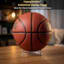 Happyseason 3-Pack Acrylic Football Stand, Basketball Stand with Stainless Steel Rods, Soccer Ball Holder, Volleyball Holder, Round-Edge Rack for Balls, Easy to Assemble (Clear)