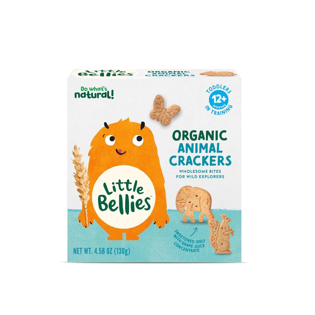 3 x Little Bellies Organic Animal Crackers Toddler Snack, 4.58 oz (EXP 10/01/26)