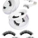 Natural Look Magnetic Eyelashes Kit - 2 Pairs Reusable Double Sided Magnetic Lashes With Applicator and Mirror, Easy To Wear And Remove, No Glue Needed Strip Lashes, Black Faux Cils by EMEDA (#02)