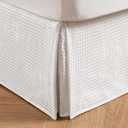 MIYE Pleated Waffle Weave Bed Skirt, Tailored Dust Ruffle 14 Inch Drop Easy Fit, Machine Washable (White, Twin - 14" Drop)