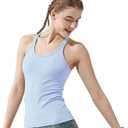 sphinx cat Yoga Racerback Tank Top for Women with Built in Bra,Women's Padded Sports Bra Fitness Workout Running Shirts (Blue, S)