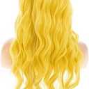 Dai Cloud Light Orange Wigs with Bangs for Women Long Wavy Curly Wig Party Cosplay Halloween Daily Use(Yellow)