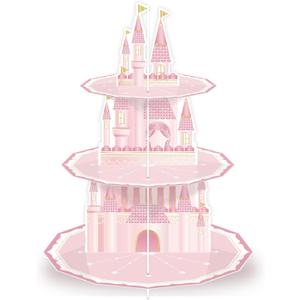 KALEFO Princess Party Supplies 3 Tier Cupcake Stand Birthday Decorations Pink Castle Cake Treat Table Decor(Princess)
