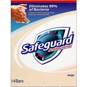 Safeguard 14 bars 4 ounce (113 gram) each beige washes away bacteria antibacterial soap bar bar soap