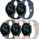 5 Pack Watch Bands Compatible with Garmin Vivoactive 6/5/3/Venu/Venu Sq/Sq 2/Venu 2 Plus/Vivomove/Forerunner 165/245/55/645,20mm Soft Silicone Band Sport Replacement Wristband for Women Men