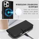 Zouzt for iPhone 16 Pro Max 6.9 Inch Genuine Leather Wallet Case with Card Holder, Compatible with MagSafe Magnetic Wireless Charging Flip Folio Cover Women Men for iPhone 16 Pro Max - Black