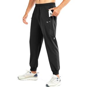 NORTHYARD Men's Athletic Running Pants Lightweight Workout Joggers Quick Dry Gym Sweatpants Active Sports Track Training (Black, M)