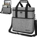 opux 6 Bottle Carrier Tote | Insulated Padded Wine Cooler Bag for Travel. Picnic, BYOB | Portable Leakproof Wine Tote Bag for Dinner, Party, Christmas, Wine Gift for Women, Men (Heather Gray)