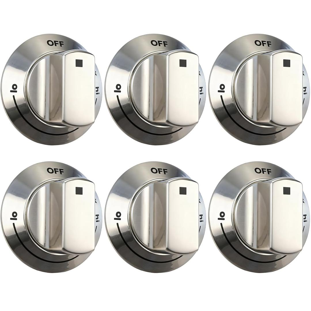 6Pcs 318242275 Burner Control Knob Replacement Part, Compatible with Electrolux Range/Cooktop E30DF74TPSA, E30GF74TPSA etc. Gas Stove Knob Replacement Part 3513943 AP5809411 PS9495232 EAP9495232
