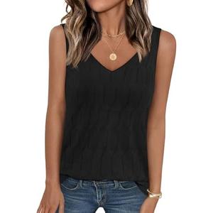 MEROKEETY Women's 2025 Summer Knit Tank Top V Neck Sleeveless Casual Trendy Crochet Lightweight Sweater Vest, XL