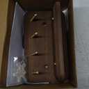 Key Holder Wall Mount, Solid Wood Key Holder for Wall with 4 Brass Hooks & Hidden Magnets, 15 Incline Hooks & Grooved Design to Prevent Slipping, Vintage Brown Key Hanger