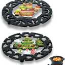 Cast Iron Trivet for Hot Dishes, Metal Trivet for Hot Pots and Pans, Heavy Duty Cast Iron Pot Holder with Heat Resistant Glove, Hot Pan Holder for Kitchen & Dining Table