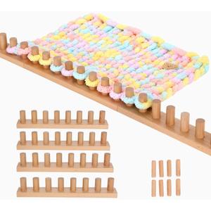 Sienson 63" Chunky Knitting Loom for Blanket Making  Adjustable Wood Frame, Portable DIY Hand Knitting Kit for Beginners, Reusable Blanket Loom for Bulky Yarn Crafts & Gifts