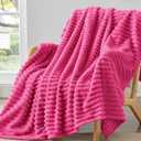 BEDELITE Fleece Throw Blanket for Couch - 300GSM Soft & Warm Fluffy Pink Blanket, Decorative and Giftable Striped Blankets for Women, Men, 50"x60"