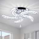 Modern Crystal Chandeliers Acrylic Crystal Led Ceiling Light Fixtures Arm Pendant Lighting Stainless Steel Ceiling Lamp Hanging Lights for Living Room Dining Room Bedroom (Cold White)