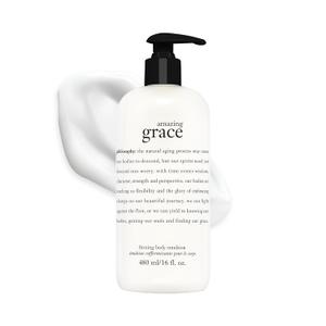 philosophy amazing grace firming body emulsion - luxury scented body lotion - formulated with shea butter for fast absorbing hydration - skin feels soft and smooth - suitable for all skin types