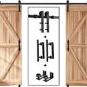EaseLife 12 FT Double Sliding Barn Door Track and Handle Hardware Kit,Straight Pulley,Slide Smoothly Quietly,Easy Install (12FT Track Kit for 33"~36" Wide Double Door)