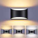 TingMiao Black Modern LED Wall Sconce, 3 Colors Indoor Wall Lights, 10W Hardwired Up and Down Aluminum Wall Mount Lamp for Bedroom Living Room Hallway Corridor (Black, 1 Pack)