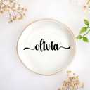 JoycuFF Olivia Personalized Name Ceramic Jewelry Tray, Mothers Day Christmas Anniversary Engagement Birthday Gifts for Women Couples, Trinket Dish for Rings Earrings Necklaces Bracelets Keys