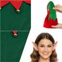 11 Pcs Women Christmas Elf Costume Set Costume Dress Xmas Festive Outfit with Elf Ears Hat Shoes (Green)