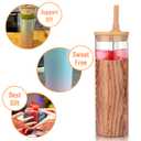 Tronco 20 oz Vacuum Insulated Glass Tumbler with Lid and Straw - Keeps Drinks Cold for 12 Hrs - Reusable Glass Cup for Iced Coffee, Smoothies & Boba - Sweat & BPA Free, Dishwasher Safe, Fit Car Holder