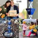 U-nitt Rain Chain Water Collection for Gutters Rainwater Catcher & Diverter, 8.5 FT Chains for Outside Garden, Blue Square Cups, Roof Downspout, Works with Heavy Rain, w/Gutter Clip for Rainchains