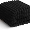 Black Throw Blanket for Couch - 300GSM Soft Cozy Blankets, Cute Small Lightweight Fleece Throws, Birthday Gifts, Home Dorm Decor, Black, 50x60 Inches