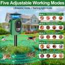 Upgraded Solar Ultrasonic Animal Repellent,360 Cat Repellent Outdoor with Motion Sensor,IP65 Waterproof Dog Repeller with Flash Light to Drive Away Rabbit Deer Squirrel Skunk for Yard Garden Lawn