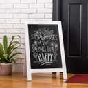 Glitzhome A-Frame Chalkboard Sign 30"x20" Wooden Sandwich Board Easel Sign Outdoor Standing Wall Chalkboard for Restaurants, Cafes, Weddings(White)