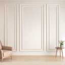 JBER Peel and Stick Wall Molding Kit, 6 Pre-Cut Bilinear Panels, White