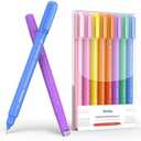 AECHY 8PCS Curve Highlighter Pen for Note Taking, Dual Tip Pens with 8 Different Curve Shapes & 8 Colors Fine Lines, Colored Curve Pens Set for Kids Journaling Back to School Supplies