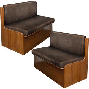 Leather Like RV Dinette Cushion Covers, RV Booth Seat Cover Stretchable Camper Cushion Couch Covers Washable Slipcovers for RV Camper Car Bench (2 Backrest Covers & 2 Bench Covers, Dark Brown)