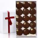 15PCS Brown Velvet Flocked Christmas Ornaments, 3.15" Shatterproof Matte Balls for Xmas Tree Decor, Elegant Luxury Holiday Ornaments (Brown)