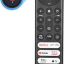 For TCL Google TV Remote, RC813 for Voice Replacement Control,for Android Mini-LED QLED 4K UHD Smart Television, with 6 Shortcut Buttons for NEIFLX/Prime/YouTube/TCL/Apple TV Buttons