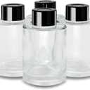 Reed Diffuser Bottles with Black Caps Refillable Glass Diffuser Bottles Set of 4-3.15" High, 70ml 2.4 fl oz. Small Round Shape, Fragrance Accessories